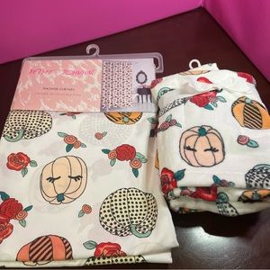 Betsey Johnson shower curtain and hand towel pumpkin pie cutie